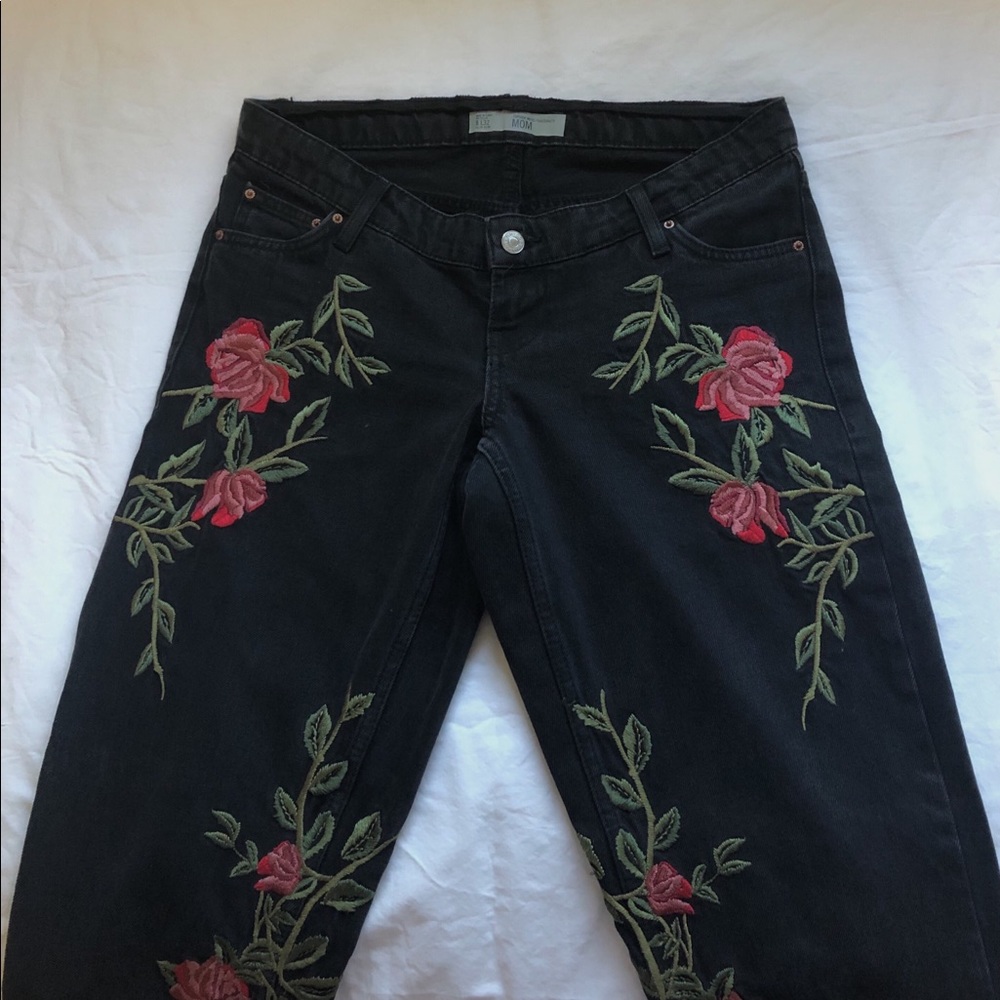 Rose Embroidered Topshop Jeans